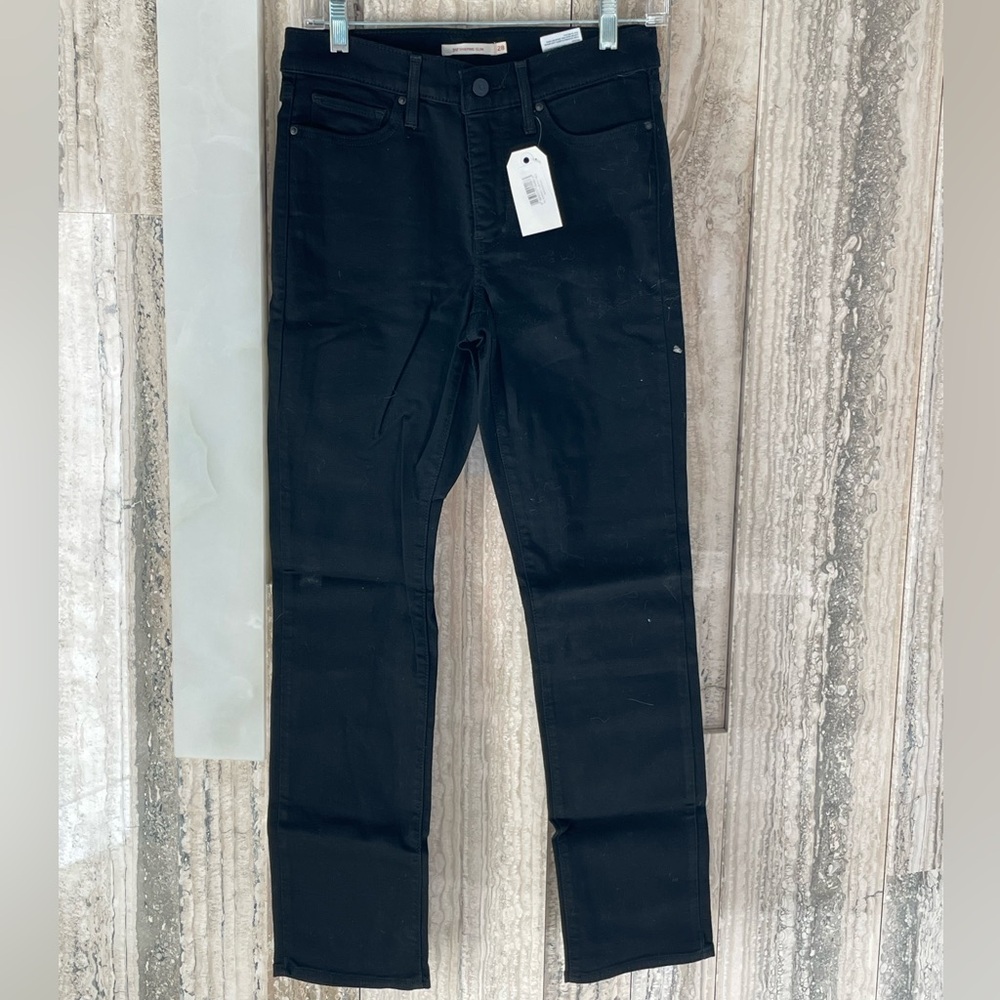 Levi's 312 Slim Leg Mid Rise Stretch Denim Jeans, Black, Size 28, NWT